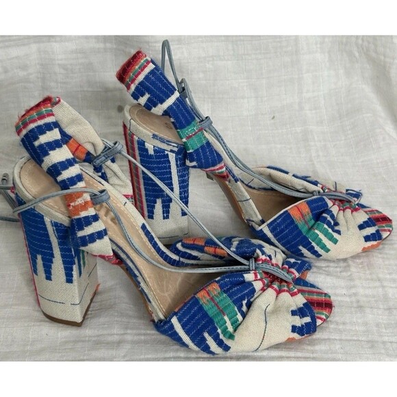 SCHUTZ Shoes - Schutz X Revolve Aliya Women Multicolor Leather Strappy Block Heel Size 8.5